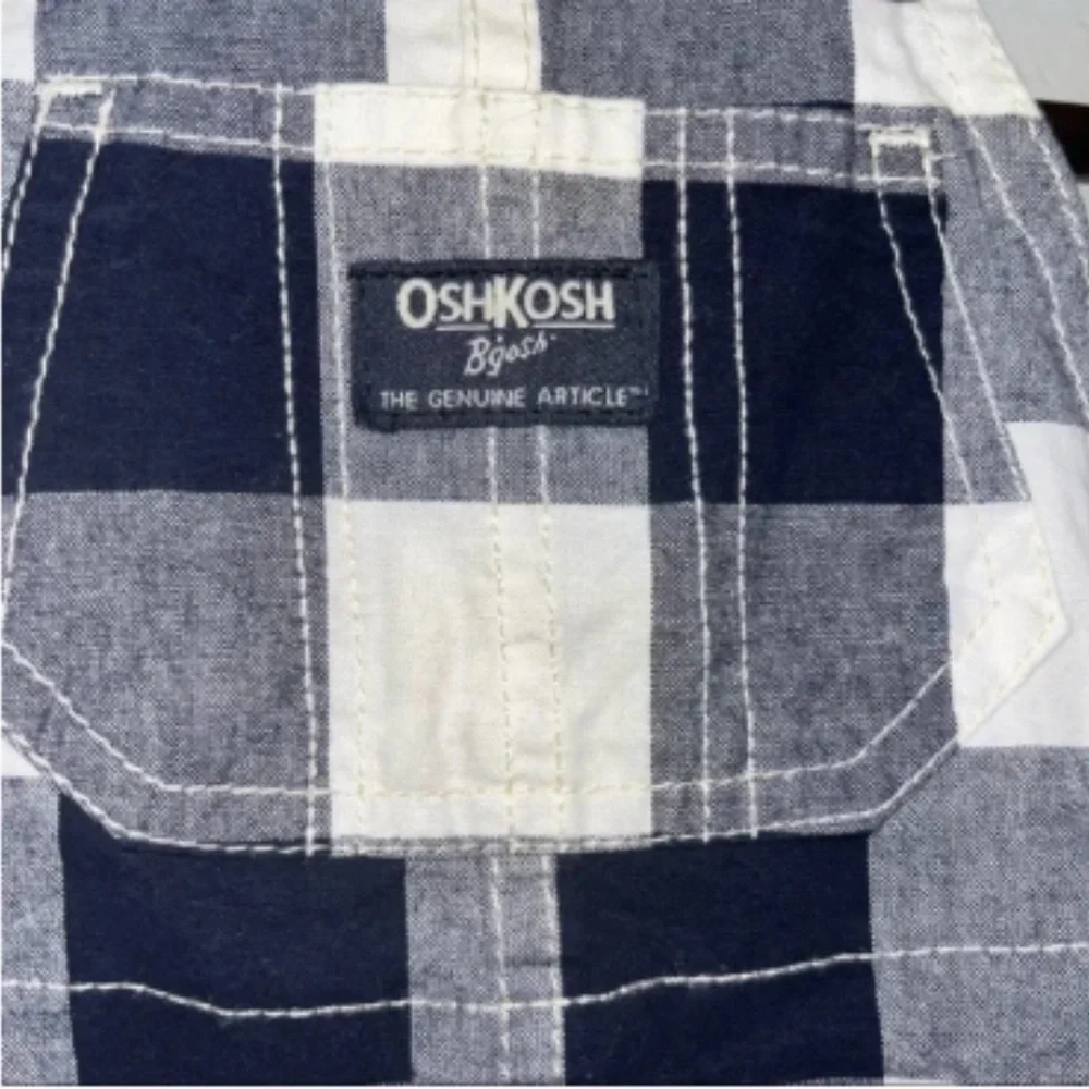 Kid's Oshkosh B'Gosh Navy Blue & White Plaid Overalls